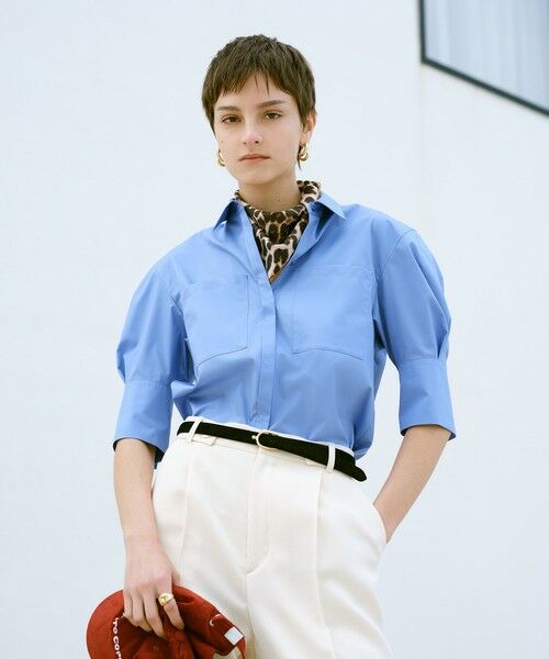 allureville/アルアバイル コットン混ストレッチブロードシャツ サックス (63) 02(M) allureville/アルアバイル コットン混ストレッチブロードシャツ サックス (63) 02(M)