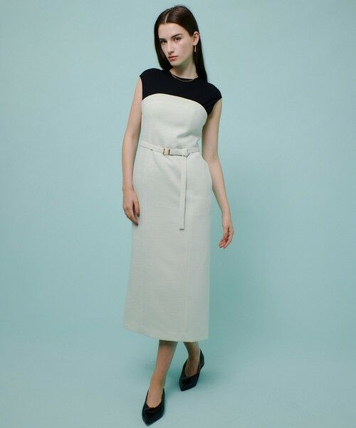 allureville / アルアバイル ミニ丈・ひざ丈ワンピース | コンパクトツイルカットコンビワンピース(アイボリー (04))