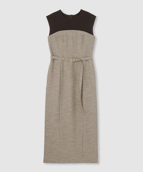 allureville / アルアバイル ミニ丈・ひざ丈ワンピース | コンパクトツイルカットコンビワンピース(ブラウン (81))