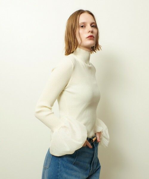 allureville / アルアバイル ニット・セーター | タフタバルーンスリーブコンビプルオーバー | 詳細2