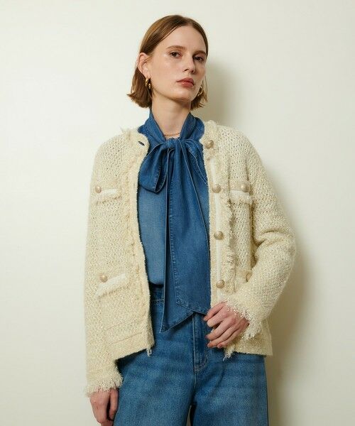 allureville/アルアバイル スパンコールジャガードニットジャケット アイボリー (04) 02(M)