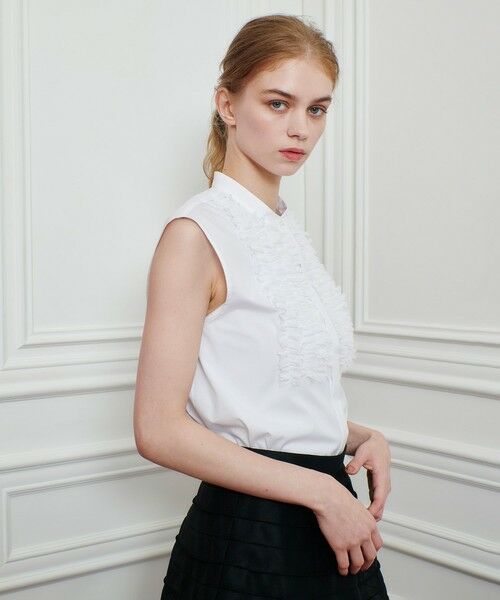 ✤美品✤LOULOU WILLOUGHBY フリルディティールブラウス　ホワイト ◇【LOULOU WILLOUGHBY】デシンドットフリルボウタイブラウス