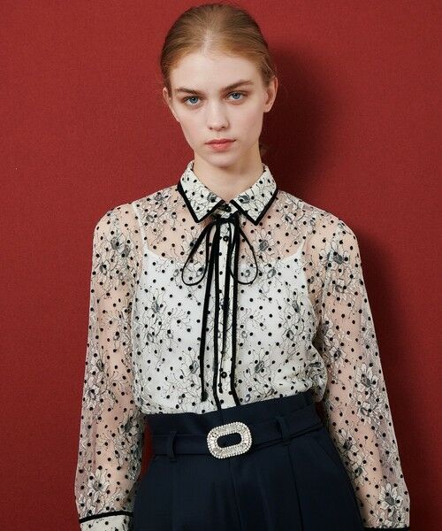 allureville / アルアバイル シャツ・ブラウス | 【LOULOU WILLOUGHBY】フロッキードットレースブラウス | 詳細1