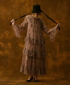 allureville / アルアバイル ロング・マキシ丈ワンピース | 【LOULOU WILLOUGHBY】フロッキードットレースワンピース