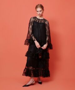 allureville / アルアバイル ロング・マキシ丈ワンピース | 【LOULOU WILLOUGHBY】フロッキードットレースワンピース