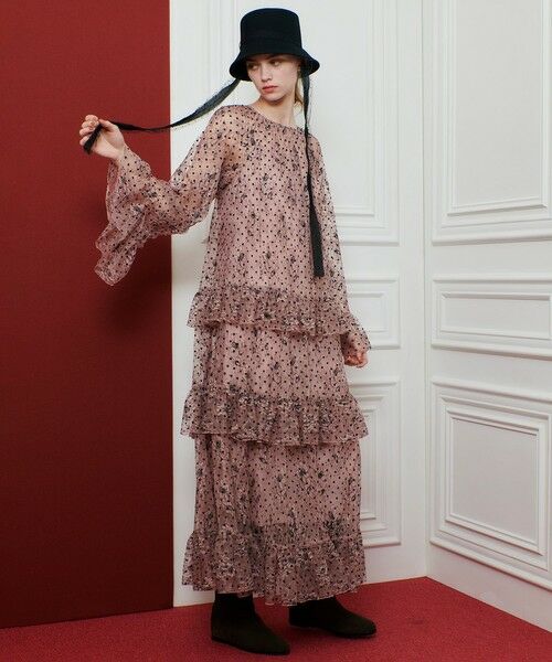 allureville / アルアバイル ロング・マキシ丈ワンピース | 【LOULOU WILLOUGHBY】フロッキードットレースワンピース | 詳細2