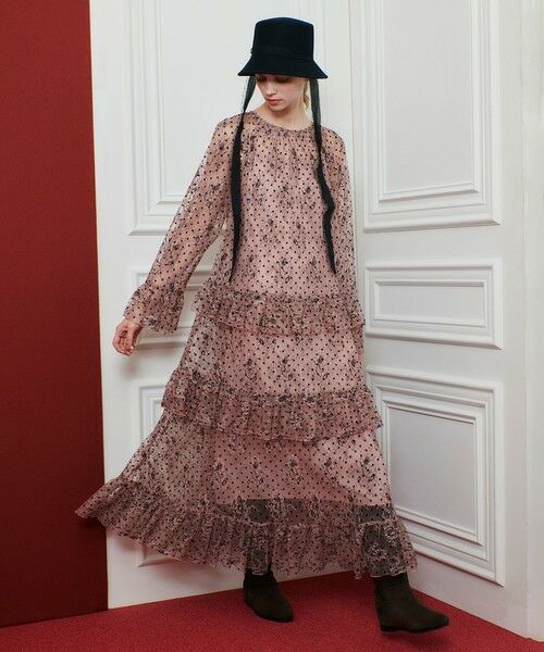 allureville / アルアバイル ロング・マキシ丈ワンピース | 【LOULOU WILLOUGHBY】フロッキードットレースワンピース | 詳細3