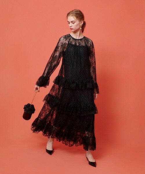 allureville / アルアバイル ロング・マキシ丈ワンピース | 【LOULOU WILLOUGHBY】フロッキードットレースワンピース | 詳細15