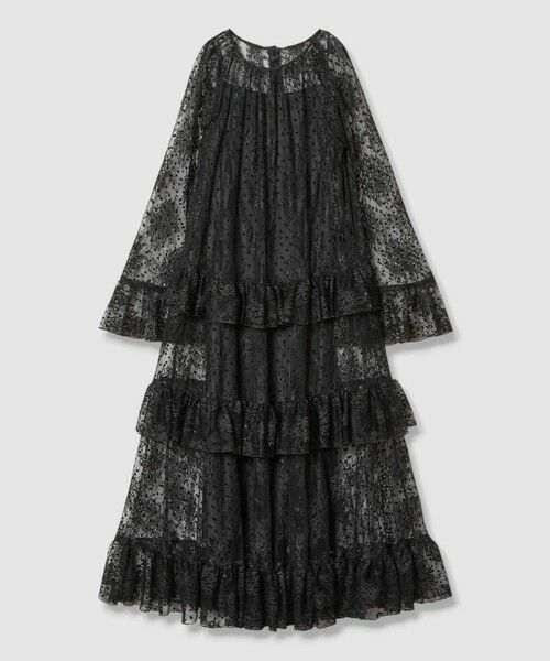 【美品】アルアバイル　ルルウィルビー フロッキードットワンピース LOULOU WILLOUGHBY】フロッキードットレース