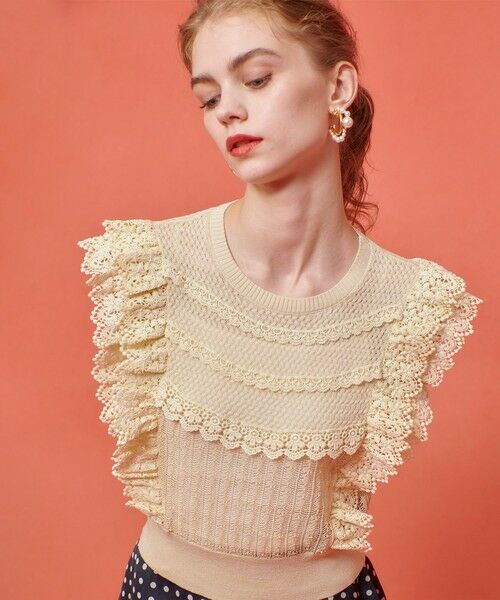 allureville / アルアバイル ニット・セーター | 【LOULOU WILLOUGHBY】レースフリルニットプルオーバー | 詳細2