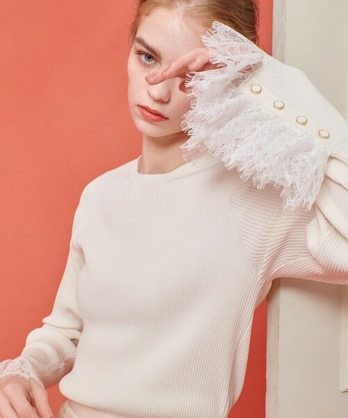 allureville / アルアバイル ニット・セーター | 【LOULOU WILLOUGHBY】スリーブヘムレースプルオーバー | 詳細2