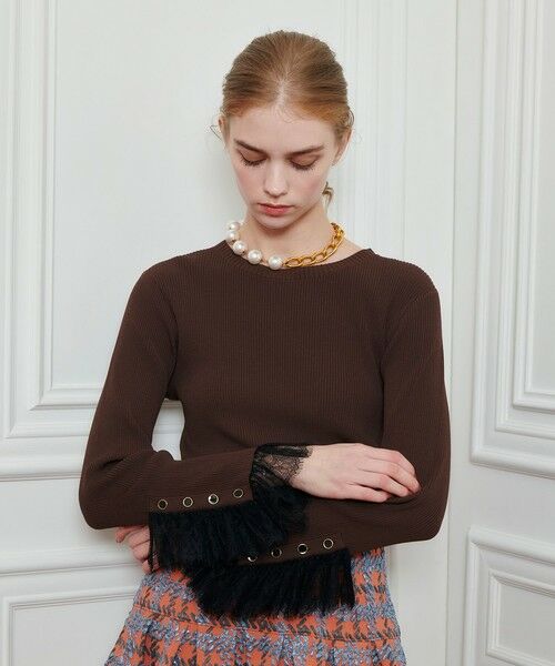 allureville / アルアバイル ニット・セーター | 【LOULOU WILLOUGHBY】スリーブヘムレースプルオーバー | 詳細11