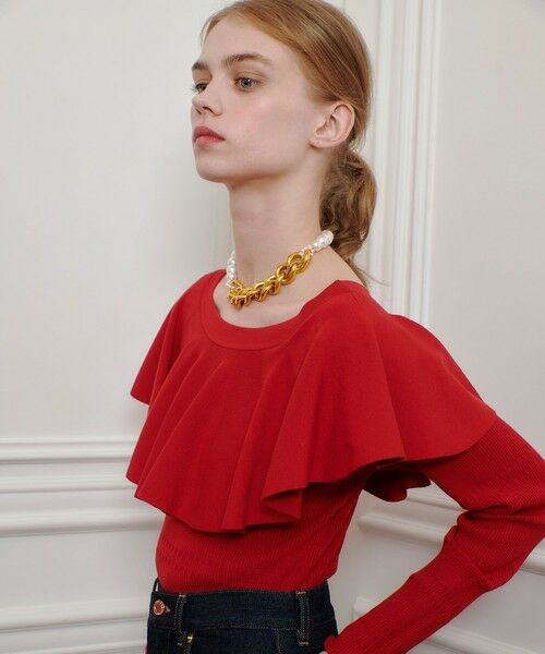 allureville / アルアバイル ニット・セーター | 【LOULOU WILLOUGHBY】ラッフルオフショルプルオーバー | 詳細9