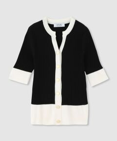 allureville / アルアバイル カーディガン・ボレロ | ◇ 【LOULOU WILLOUGHBY】バイカラーキーネック5分袖カーディガン