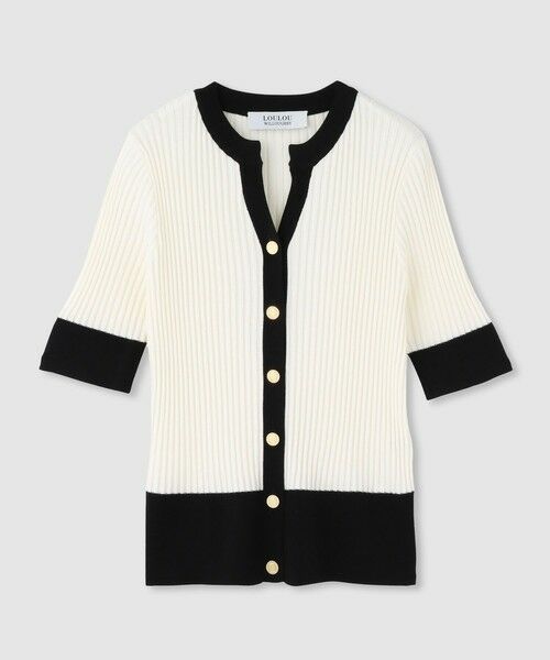 アルアバイル　LOULOU WILLOUGHBYバイカラーキーネックカーディガン LOULOU WILLOUGHBY】バイカラーキーネックカーディガン