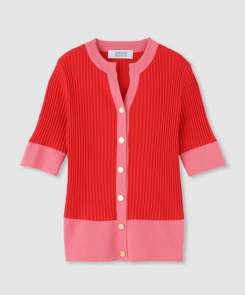 ◇ 【LOULOU WILLOUGHBY】バイカラーキーネック5分袖