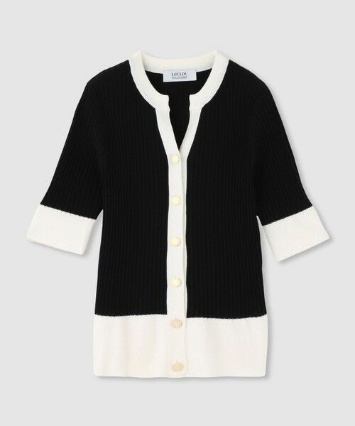 ◇ 【LOULOU WILLOUGHBY】バイカラーキーネック5分袖