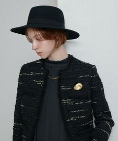 allureville / アルアバイル ノーカラージャケット | ジオリカツイードラウンドネックジャケット