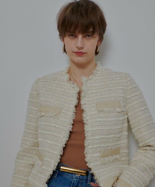 allureville / アルアバイル ノーカラージャケット | ジオリカツイードラウンドネックジャケット | 詳細1