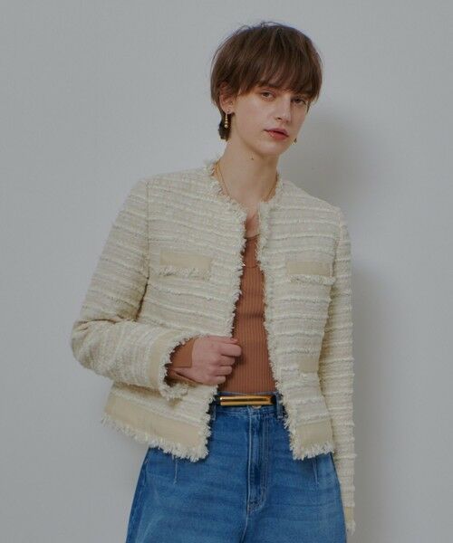 allureville / アルアバイル ノーカラージャケット | ジオリカツイードラウンドネックジャケット | 詳細2