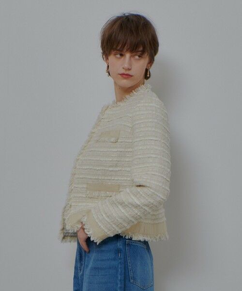 allureville / アルアバイル ノーカラージャケット | ジオリカツイードラウンドネックジャケット | 詳細3