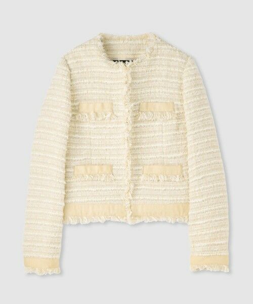 allureville/アルアバイル ジオリカツイードラウンドネックジャケット アイボリー (04) 02(M) allureville/アルアバイル ジオリカツイードラウンドネックジャケット アイボリー (04) 02(M)