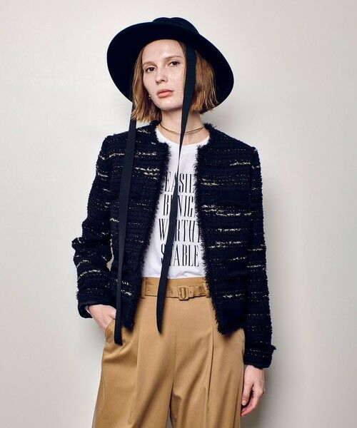 allureville / アルアバイル ノーカラージャケット | ジオリカツイードラウンドネックジャケット | 詳細12