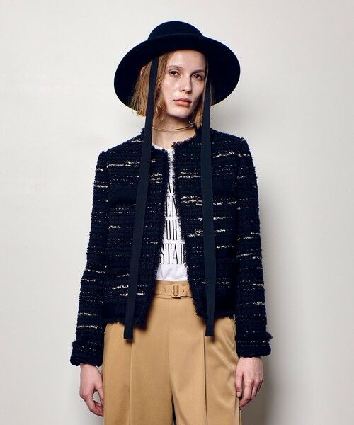allureville / アルアバイル ノーカラージャケット | ジオリカツイードラウンドネックジャケット | 詳細13