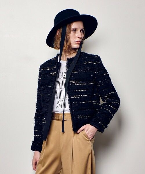 allureville / アルアバイル ノーカラージャケット | ジオリカツイードラウンドネックジャケット | 詳細14