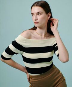 allureville / アルアバイル ニット・セーター | ◇ 2WAY ネック5分袖プルオーバー