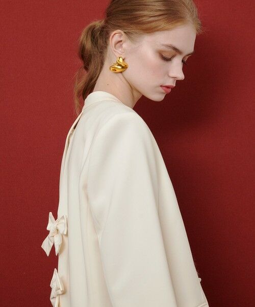 allureville / アルアバイル ノーカラージャケット | 【LOULOU WILLOUGHBY】ダブルクロスノーカラーリボンジャケット | 詳細4