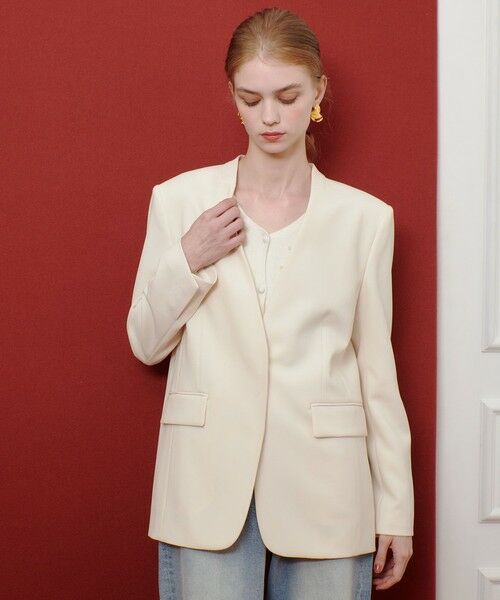 allureville / アルアバイル ノーカラージャケット | 【LOULOU WILLOUGHBY】ダブルクロスノーカラーリボンジャケット | 詳細6