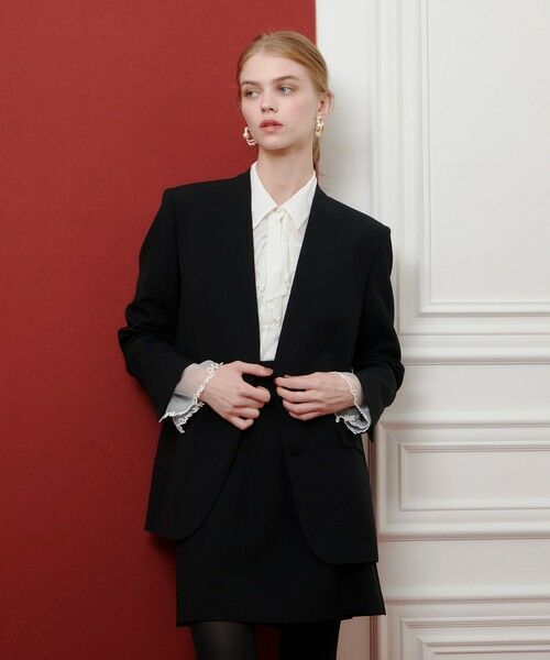 allureville / アルアバイル ノーカラージャケット | 【LOULOU WILLOUGHBY】ダブルクロスノーカラーリボンジャケット | 詳細12