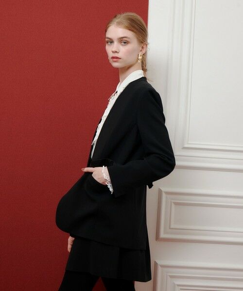 allureville / アルアバイル ノーカラージャケット | 【LOULOU WILLOUGHBY】ダブルクロスノーカラーリボンジャケット | 詳細13