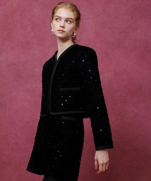 allureville / アルアバイル ノーカラージャケット | 【LOULOU WILLOUGHBY】ベロアキルティングショートジャケット | 詳細2