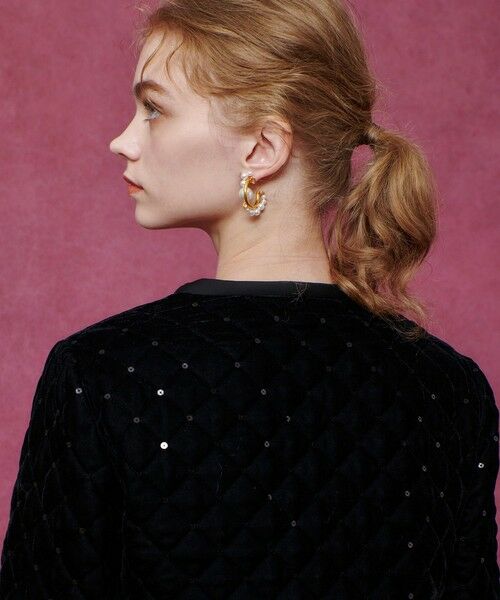 allureville / アルアバイル ノーカラージャケット | 【LOULOU WILLOUGHBY】ベロアキルティングショートジャケット | 詳細5