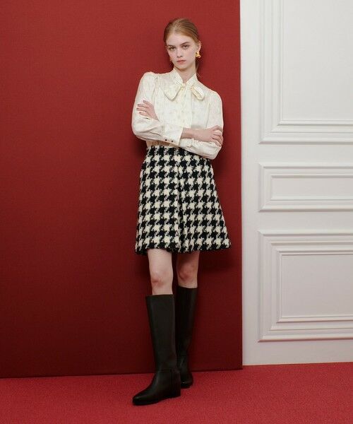 allureville / アルアバイル ミニ・ひざ丈スカート | 【LOULOU WILLOUGHBY】ロービング千鳥タックミニスカート | 詳細6