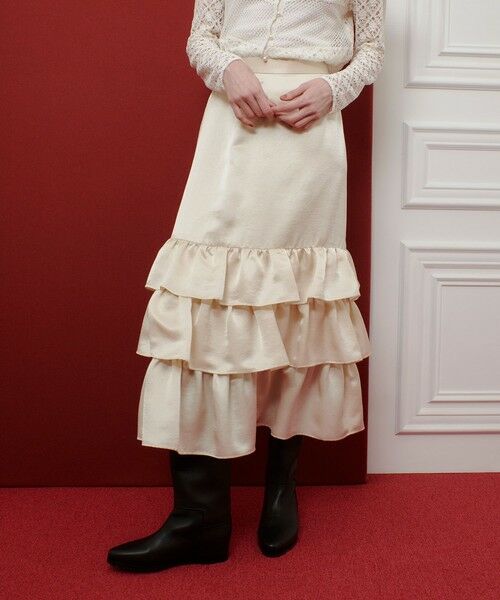 allureville / アルアバイル ロング・マキシ丈スカート | 【LOULOU WILLOUGHBY】トリアセサテンティアードスカート | 詳細1