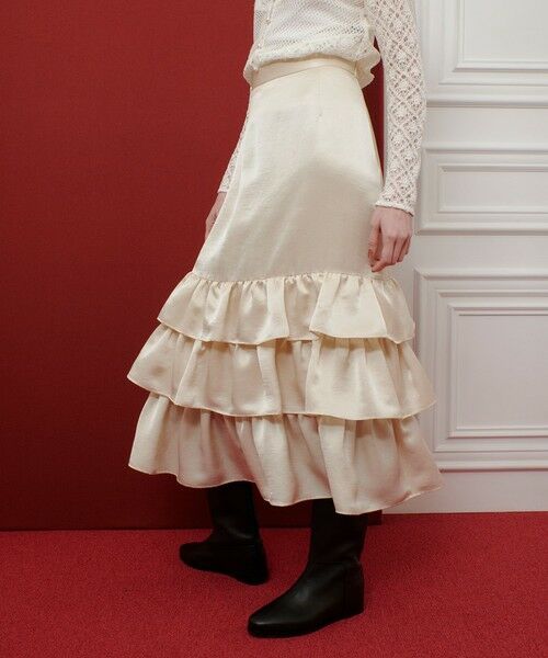 allureville / アルアバイル ロング・マキシ丈スカート | 【LOULOU WILLOUGHBY】トリアセサテンティアードスカート | 詳細2