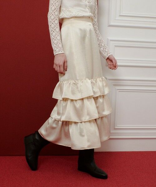 allureville / アルアバイル ロング・マキシ丈スカート | 【LOULOU WILLOUGHBY】トリアセサテンティアードスカート | 詳細3