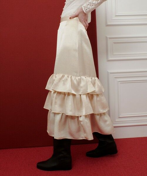allureville / アルアバイル ロング・マキシ丈スカート | 【LOULOU WILLOUGHBY】トリアセサテンティアードスカート | 詳細4