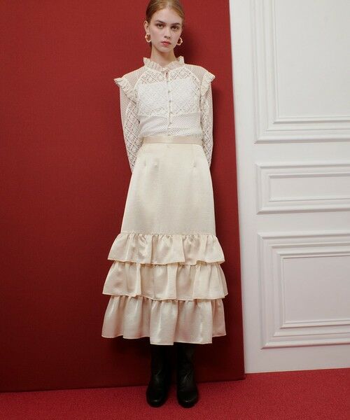 allureville / アルアバイル ロング・マキシ丈スカート | 【LOULOU WILLOUGHBY】トリアセサテンティアードスカート | 詳細5