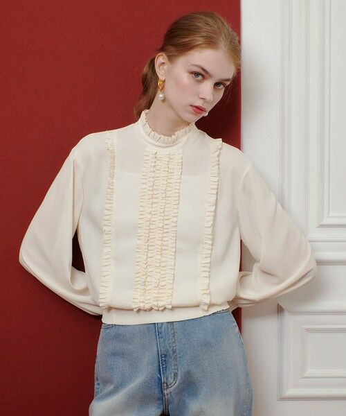 allureville / アルアバイル シャツ・ブラウス | 【LOULOU WILLOUGHBY】スタンドフリルシャーリングブラウス | 詳細1