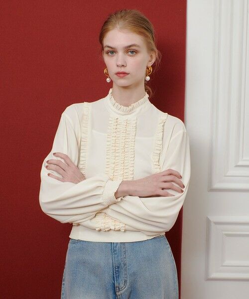 allureville / アルアバイル シャツ・ブラウス | 【LOULOU WILLOUGHBY】スタンドフリルシャーリングブラウス | 詳細2