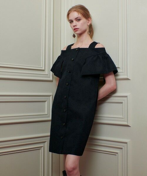 allureville / アルアバイル ドレス | 【LOULOU WILLOUGHBY】フラワージャガードミニワンピース(ブラック (95))