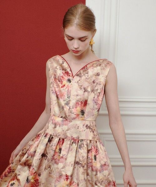 allureville / アルアバイル ミニ丈・ひざ丈ワンピース | 【LOULOU WILLOUGHBY】BHARAT SILK ハートネックワンピース | 詳細6