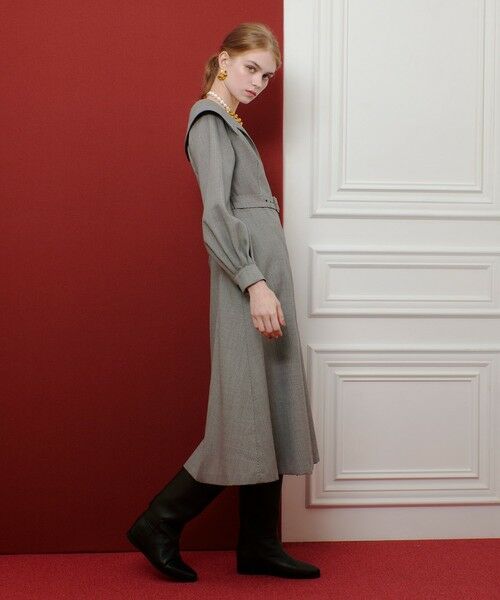 allureville / アルアバイル ロング・マキシ丈ワンピース | 【LOULOU WILLOUGHBY】Ｗ先染めセーラーカラーワンピース | 詳細2