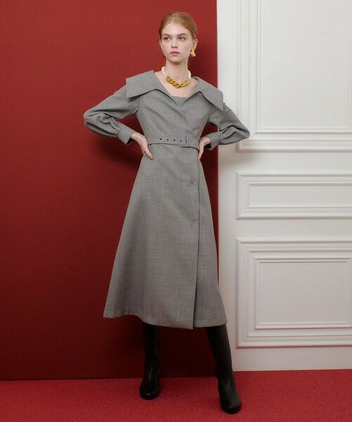 allureville / アルアバイル ロング・マキシ丈ワンピース | 【LOULOU WILLOUGHBY】Ｗ先染めセーラーカラーワンピース | 詳細5