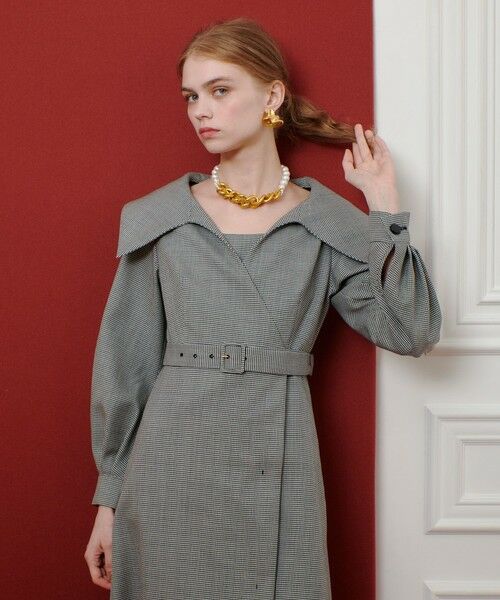 allureville/アルアバイル 【LOULOU WILLOUGHBY】W先染めセーラーカラーワンピース グレー (93) 01(S) allureville/アルアバイル 【LOULOU WILLOUGHBY】W先染めセーラーカラーワンピース グレー (93) 01(S)