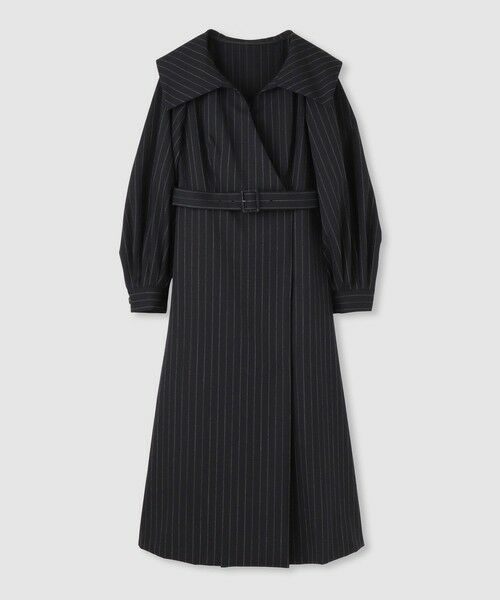 allureville / アルアバイル ロング・マキシ丈ワンピース | 【LOULOU WILLOUGHBY】Ｗ先染めセーラーカラーワンピース（ブラック系 (98)）